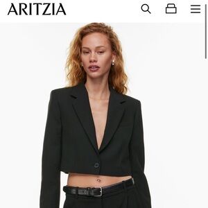 Aritzia Cropped Black Blazer Sweater